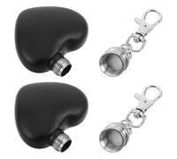 VALICLUD Lot de 2 Mini Flasques en Acier Inoxydable 30 Ml de Cœur Porte-clés Mousqueton, Flasques Étanches pour Camping et Randonnée, Accessoire Portable de Poche Noir, Présent Bouteille