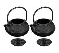 VALICLUD Lot de 2 Mini Théières en Fonte Noire, Décoration de Bureau et Maison, Bouilloire Artisanale Compacte pour Ornement et Collection, Statuettes Résistantes et Faciles à Nettoyer,
