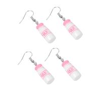VALICLUD Lot De 2 Paires Boucles D'oreilles Pendantes Créatives En Résine Rose Dessin Animé Bouteille De Lait Femme Fille Style Kawaii Pour Présent Fête Anniversaire 4 Cm