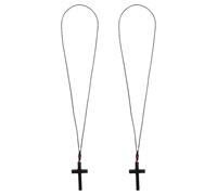 VALICLUD Lot de 2 Pendentifs Croix Rétro en Bois D’Ébène Noir Collier Ras du Cou Religieux Unisexe Bijoux Catholiques pour Prières Fêtes et Tenues Spirituelles