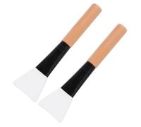 VALICLUD Lot de 2 Pinceaux Applicateurs Masque Facial Silicone Tête Souple Manche Bois Naturel Portable Soin du Visage Institut Femme Outil de Beauté