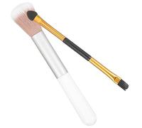 VALICLUD Lot de 2 Pinceaux Maquillage Double Embout Petit Taille pour Yeux et Teint, Fibres Synthétiques, Maquillage Féminin Polyvalent, Usage Quotidien et Soirée