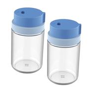 VALICLUD Lot de 2 Pots à Épices Bleus Multifonction en Plastique et Verre, Faciles à Utiliser, Cuisine Camping