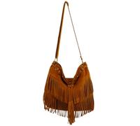VALICLUD Lot de 2 sacs rétro à franges - Seau fourre-tout - Pour femme - Sac à main - Pompons tendance pour, marron, M
