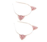 VALICLUD Lot de 2 Serrage-Têtes Oreilles de Chat en Métal Rose Doré avec Strass Roses Accessoires pour Cheveux Antidérapants Bandeaux Légers et Confortables pour Fêtes et Événements