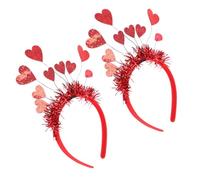 VALICLUD Lot de 2 Serrage-Têtes Rouges à 9 Cœurs pour Fête et Mariage Bandeaux D’Amour Accessoires pour Cheveux de Festival Taille Unique Confortable Décorations Saint-Valentin