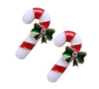 VALICLUD Lot de 2 set de Broches de Noël en Alliage avec Bâton de Marche en Cristal Décoration Festive Élégante Épingles Faites à la Main pour Vêtements Accessoire de Mode pour Hommes