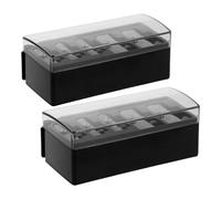 VALICLUD Lot de 2 Taille-crayons à 5 Trous pour Sourcils, Eyeliner et Lèvres, Pointe Longue, Noir, avec Couvercle Récupérateur, Taille-crayon Manuel de Maquillage Précis, Format Poche