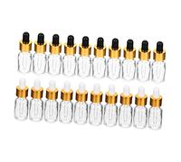VALICLUD Lot de 20 Flacons Compte-Gouttes en Verre Transparent pour Huiles Essentielles Couvercles Dorés Portables et Étanches pour Voyages et