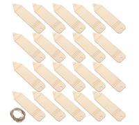VALICLUD Lot de 20 Marque-pages en Bois Naturel Trou Suspendre et Corde en Chanvre, Forme Crayon, pour Décoration Suspendue et Loisirs Créatifs DIY