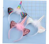 VALICLUD Lot De 3 Bandeaux Licorne Pour Cheveux Accessoires Pour Cheveux Pour Enfants Bandeau Élastique Pour Bébé Bandeau Scintillant Décoration De Fête Accessoires Pour Cheveux Pour