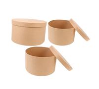 VALICLUD Lot de 3 Boîtes Présents Rondes en Papier Kraft Recyclable avec Couvercles Hermétiques, Tailles S M L, Contenants Écologiques pour Biscuits, Bonbons et Pâtisseries, Emballage