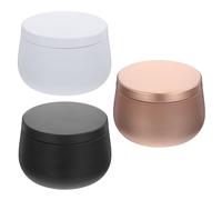 VALICLUD Lot de 3 Boîtes Rondes en Métal 8oz pour Bougies Diy, Contenant Hermétique avec Couvercle Vissé, Couleurs Rose Doré, Noir Mat et Blanc Mat, pour Rangement Thé, Huiles Essentielles