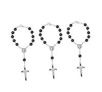 VALICLUD Lot De 3 Bracelets Chapelet En Croix Petites Perles De Prière Corde De Prière Bracelet De Bénédictions En Verre Noir