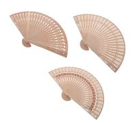 VALICLUD Lot de 3 Éventails Pliants en Bois de Style Chinois pour Femmes Motifs Ajourés Pliage à Main Légers et Portables Décoration Intérieure et Accessoires D’Été 3 Pièces