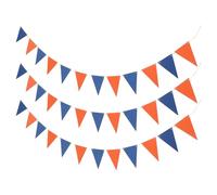 VALICLUD Lot de 3 Guirlandes de Fanions Triangulaires en Papier Bleu et Orange 12 Pièces par Guirlande Décorations de Fête pour Anniversaire Shower et Événements Festifs