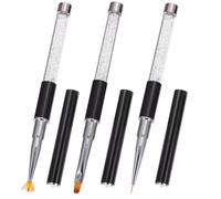 VALICLUD Lot de 3 Pinceaux Nail Art Multifonctions Manche Acrylique Noir - Stylos de Dessin pour Manucure Créative, Accessoires Ongles Professionnels pour Salons et Usage Personnel