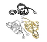 VALICLUD Lot De 3 Pinces À Cheveux Tendance En Métal Avec Notes De Musique Pour Femmes, Accessoires Pour Cheveux Épais Ou Fins, Antidérapants, Avec Fausses Perles, Pour Occasions Formelles