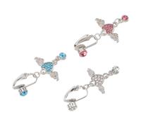 VALICLUD Lot de 3 Pinces à Nombril sans Piercing D’Aile D’Ange Cristaux Argentés Blanc Rose et Bleu Lac Bijoux de Piercing au Nombril Légers pour Femme Accessoires Mode Fête et Mariage