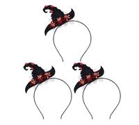 VALICLUD Lot de 3 Serrage-Têtes de Sorcière d'Halloween Flexibles avec Fleurs Décoratives Légers et Confortables Accessoires pour Cheveux de Costume de Sorcière pour Fête et Cosplay