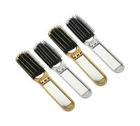 VALICLUD Lot de 4 Brosses à Cheveux Pliables Miroir, Mini Brosse Démêlante Portable, Plastique Léger, Couleur Or et Argenté, pour Femmes et Hommes, Voyage et Poche, Massage Cuir Chevelu