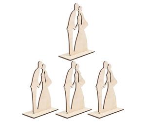 VALICLUD Lot de 4 Ornements Décoratifs de Mariés en Bois Kaki, Grand Format, Accessoires de Bureau pour Mariage, Modèles Créatifs pour Décoration de Table, Accessoires de Photographie