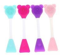 VALICLUD Lot De 4 Pinceaux Visage Brosse Nettoyante Silicone Double Embout Multifonction 13 Cm Couleurs Variées Soins Quotidiens Femmes Applicateur De Masque Facial