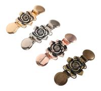 VALICLUD Lot de 4 Pinces à Châle Vintage en Métal Rétro Clips pour Pull et Robe Femme Accessoires Multifonctions en Blanc K Or Cuivre Antique et Rose Doré Maintien Sécurisé pour Usage