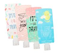 VALICLUD Lot de 4 Pochettes à Émulsion de Voyage 100 Ml Étanches Multicolores pour Cosmétiques Shampoing Gel Bain Lotion Paquet Souple de Rangement Portable