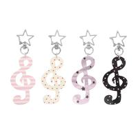 VALICLUD Lot de 4 Porte-Clés en Métal Motifs Pois Rayures et Étoiles Pendentifs Note de Musique pour Soirées Karaoké Anniversaires et Fournitures Scolaires Accessoires Fête Musicaux