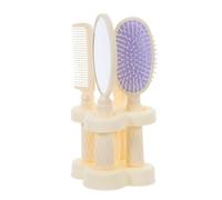 VALICLUD Lot de 4 Set de Peignes de Coiffage Multifonctionnels Blancs avec Miroir Compact, Coussinet de Massage pour Cuir Chevelu, Peigne Bouclant et Démêlant - Kit Coiffure Pratique