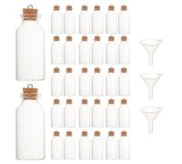 VALICLUD Lot de 43 Mini-Bouteilles en Verre 20ml avec Bouchons en Liège et Entonnoir, Petits Pots Décoratifs Suspendus pour Décoration de Table et Conservation de Souvenirs