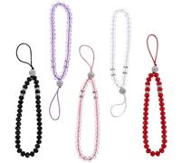 VALICLUD Lot de 5 Dragonnes Courtes pour Téléphone Perles de Cristal Multicolores Bracelet de Téléphone Décoratif Lanière Anti-Perte Accessoire pour Usage Quotidien