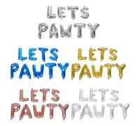 VALICLUD Lot de 5 sets de Ballons Anniversaire pour Animaux « Lets Pawty » - 45 Pièces Lettres en Or Fin Argenté Large Rose Gold Bleu et Argenté Fin - Décoration Festive pour Fête