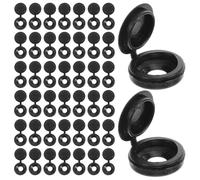 VALICLUD Lot de 500 Cache-têtes de Vis Noirs en Plastique Charnières Intégrées, Couvercles Rabattables pour Vis de Meubles et Armoires, Quincaillerie Décorative Pratique et Protectrice