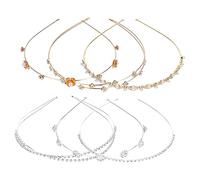 VALICLUD Lot De 6 Bandeaux À Strass Et Perles Pour Cheveux Pour Mariage Femmes Et Filles À La Mode Turban Yoga Mariée Perruque Bandeau Avec Clips Et Strass