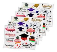 VALICLUD Lot De 6 Feuilles D'Autocollants De Tatouage Pour La Saison Des Diplômes Autocollants Pour Filles Temporaires Mignons Motif De Félicitations Pour Écharpe