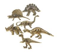 VALICLUD Lot de 6 Figurines de Dinosaures en Laiton, Mini Statues Rétro, Finition Soignée, Décoration D’Office ou Présent D’Anniversaire