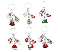 VALICLUD Lot de 6 porte-clés Noël pendentifs Père Noël et flocons de neige couleurs assorties accessoires paquet multifonctions décorations festives durables et résistantes