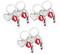 VALICLUD Lot de 6 porte-clés vierges à faire soi-même - Porte-clés décoratif par sublimation - Pendentifs rouges - Porte-clés en métal - Pour couple, Argenté., 8x3.2cm