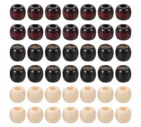 VALICLUD Lot de 60 Perles pour Tresses et Dreadlocks à Gros Trou 8 Mm, Kit DIY en Bois Imitation, Accessoires Légers pour Cheveux, Bracelets, Macramé et Création de Bijoux, Couleur