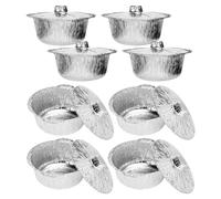 VALICLUD Lot de 8 Barquettes Rondes en Aluminium 2000 ML avec Couvercles Jetables et Recyclables Résistantes à la Chaleur pour Camping Cuisson au Four Airfryer et Barbecue Usage