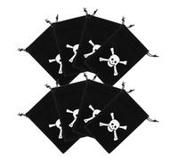 VALICLUD Lot de 8 Paquet Présents Pirates à Cordon, Petits Pochettes en Velours Noir 10x14 Cm pour Halloween, Fêtes D'anniversaire et Décorations Thématiques