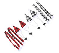 VALICLUD Lot de 8 Sets de Pièces Bonnet et Écharpe pour Petits Animaux Chapeau de Noël Rouge et Noir 55X8 CM Écharpe 12X33 CM Motif Carreaux Adapté pour Lapin Cochon D’Inde