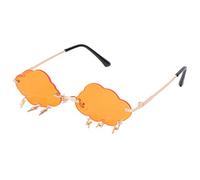 VALICLUD Lunettes de Soleil pour Femmes Lunettes de Soleil sans Monture en Forme de avec Breloques de Foudre Lunettes de Soleil de Mode Lentille Colorée Orange