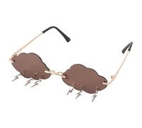 VALICLUD Lunettes de Soleil pour Femmes Lunettes de Soleil sans Monture en Forme de avec Des Breloques de Foudre Lunettes de Soleil de Mode Lentille Colorée Marron