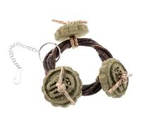 VALICLUD Mâcher Naturel pour Petits Animaux - 1 Cercle en Branche de Pomme 3 Galettes de Foin - Accessoire Solide et Inodore pour Cochons D’Inde, Hamsters et Lapins - Friandise Dentition