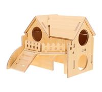 VALICLUD Maison pour Hamster en Bois Double Étage Cachette pour Petits Rongeurs Maison pour Cobaye Accessoire de Cage Habitat Ludique pour Hamster Domestique