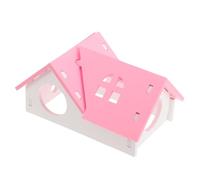 VALICLUD Maison pour Hamster en Composite Bois-Plastique Rose, Matériau Sûr et Multifonction, Cabane de Jeu Sommeil Divertissement des Petits Rongeurs