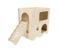 VALICLUD Maisonnette en Bois Beige pour Hamster avec Cachette et Échelle, Interactif pour Cage, Maison pour Soulager L'ennui et Offrir Un Refuge Sûr